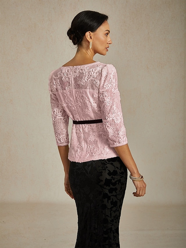 Women's Lace Tops Floral Graphic Elegant Stylish Boat Neck