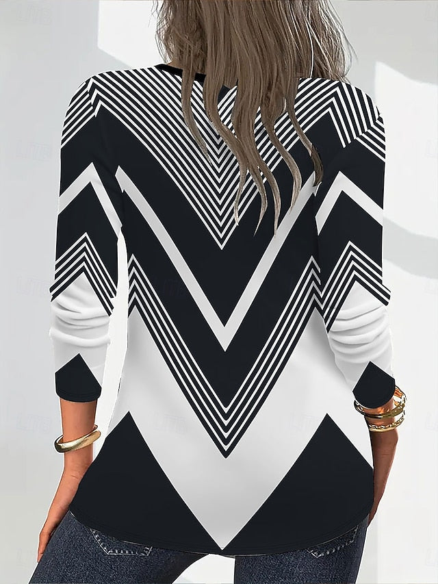 Women's T Shirt Cut Out Print Graphic Geometry Vintage