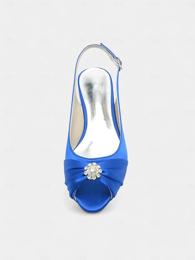 Wedding with Crystal Slingback Women's Satin Heels