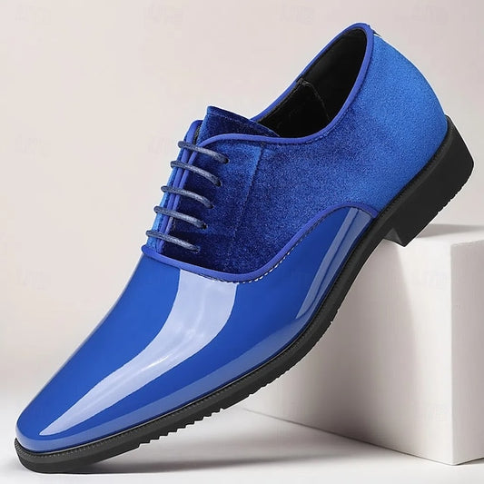 Shoes White Blue Finish Glossy Velvet with and Men's