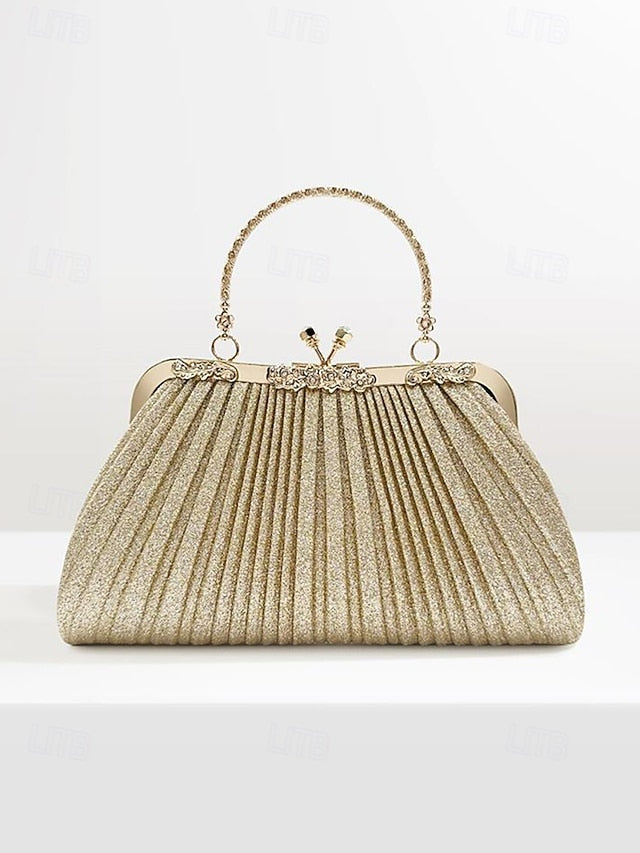 Women's with Evening Purse Clutch Vintage Glitter Pleated