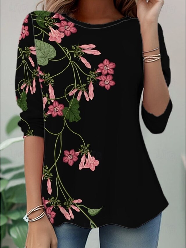 Women's T Shirt Print Floral Graphic Plants Stylish Classic