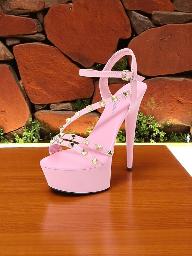 with Straps Women's Platform Heels Studded Stiletto