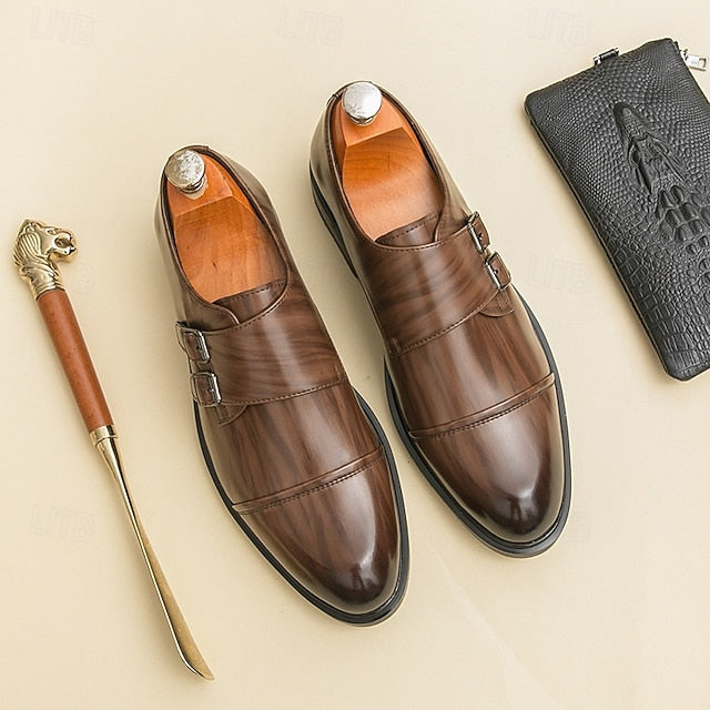 Shoes Leather Brown Monk Strap – Men's Double Faux