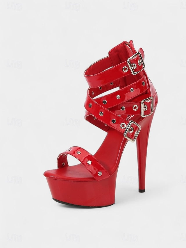 Heels Buckled Women's Platform Straps and White High with