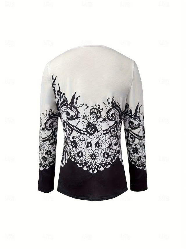 Women's T Shirt Cut Out Print Floral Graphic Plants Vintage