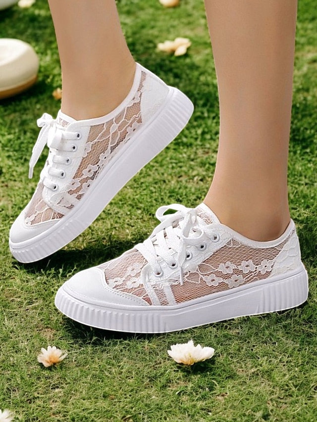 – Floral for Bridal Casual Lace Sneakers Wedding Shoes Women