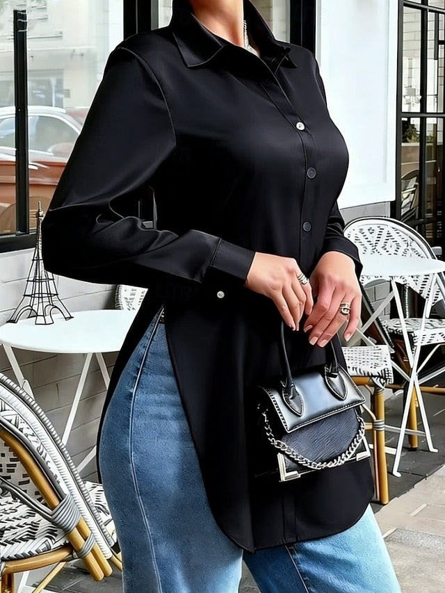Women's Shirt Satin Shirt Casual Shirt Blouse Buttons Plain