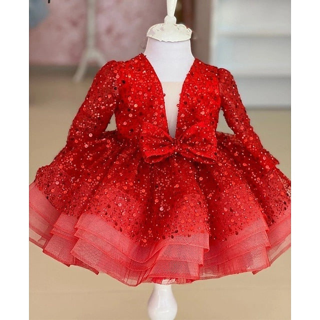 Dress Girl Sequin Party Long Girls' Kids Flower