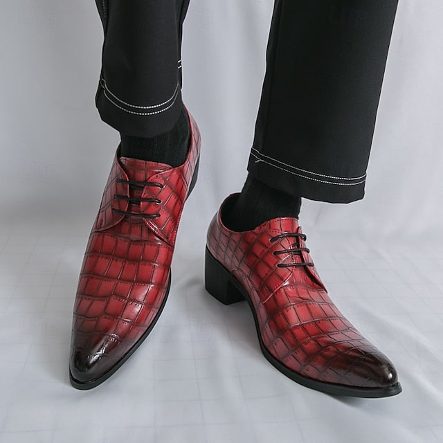 Faux – Crocodile Red Leather Shoes Pattern Men's