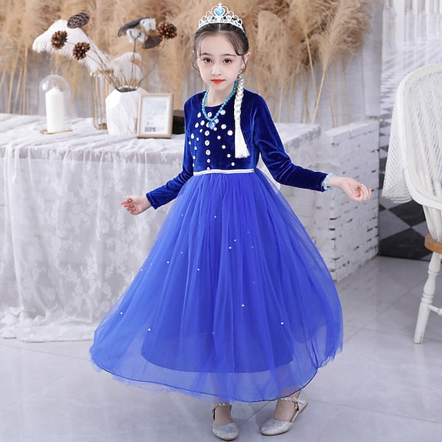 Girl Dress Theme Fairytale Elsa Frozen Princess Party Flower