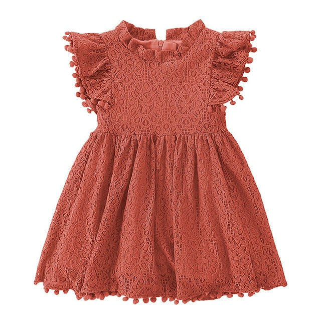 Solid Color Sleeve Girls' Short Party Dress Kids