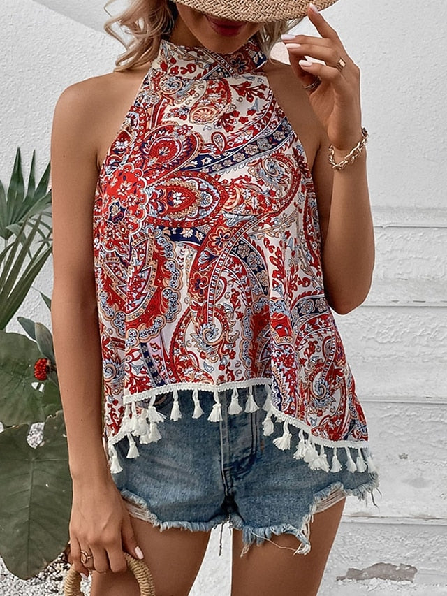 Women's Camisole Tank Top Paisley Bohemia Daily Retro