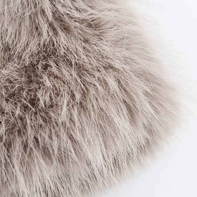 Buttons Fur Pocket Faux Women's Coat Comfortable Warm