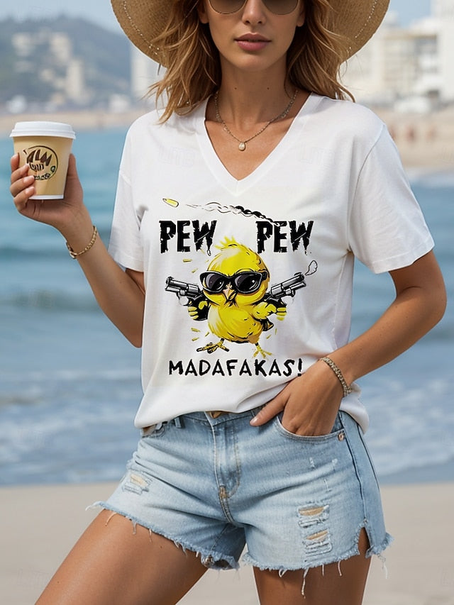 Women's Blouse Print Graphic Animal Cartoon Casual Short