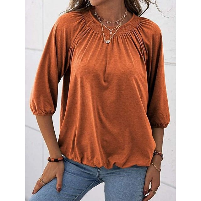 Women's T Shirt Plain Fashion Modern Casual 3/4 Length