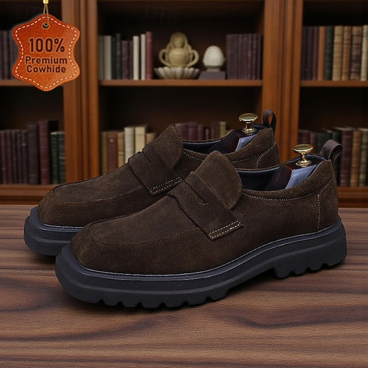 Loafers Cowhide Men's Suede -Classic Business Leather