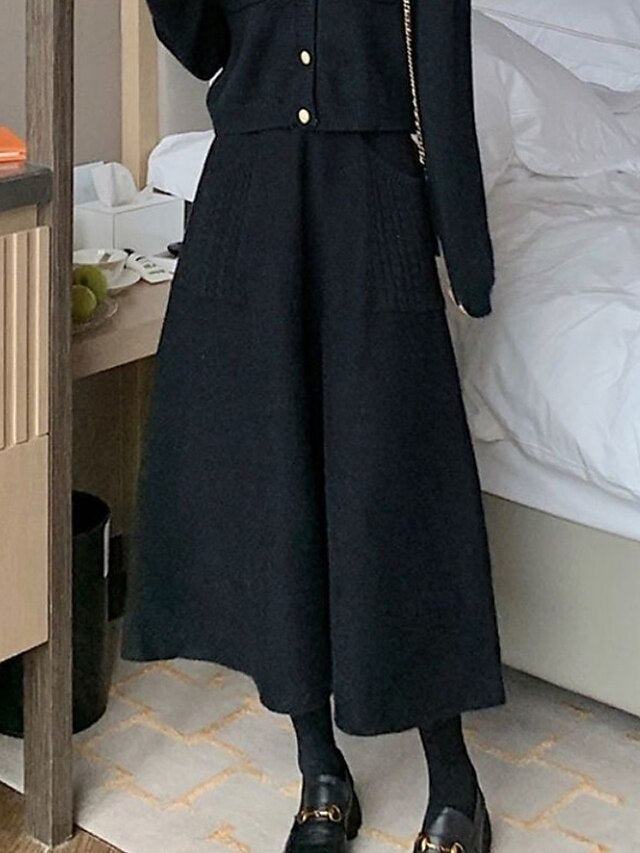 Women's Casual Maxi Mid Rise Skirts Plain Pocket