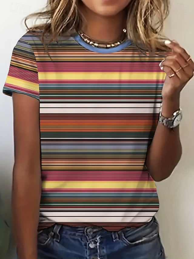 Valentine's Day Women's T Shirt Print Striped Stylish
