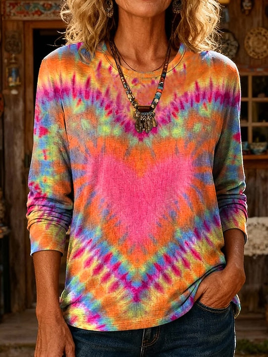 Women's T Shirt Print Graphic Tie Dye Vintage Stylish