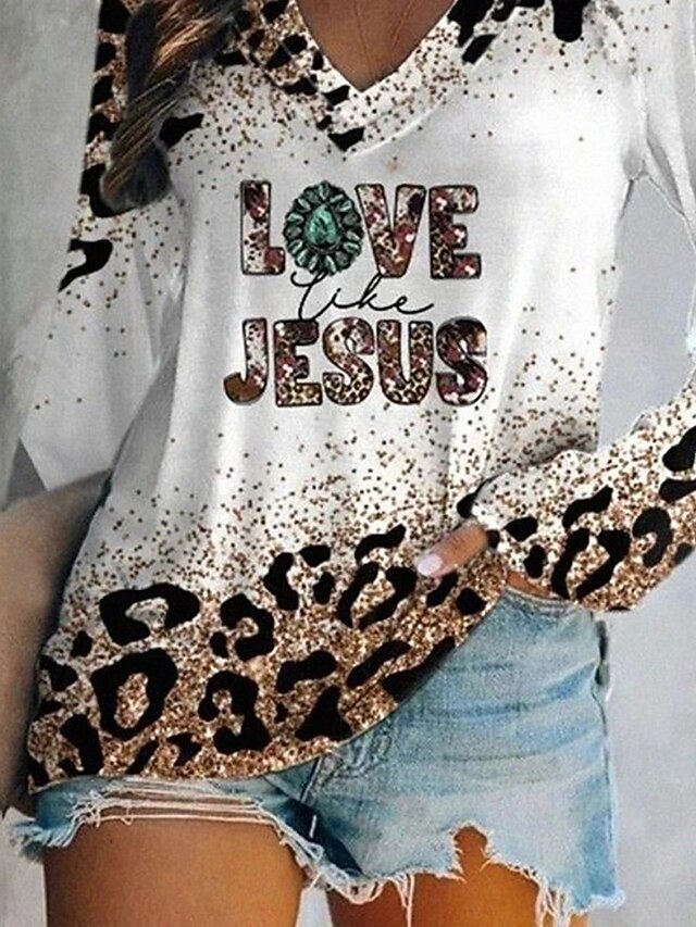 Women's T Shirt Print Graphic Leopard Vintage Stylish