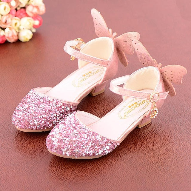 Flats – Girls' Butterfly-Embellished Sparkling Ballet