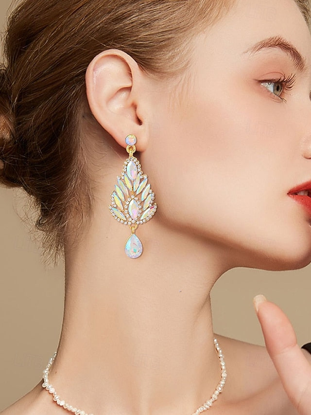 – Women's Emerald Crystal Drop Earrings Green