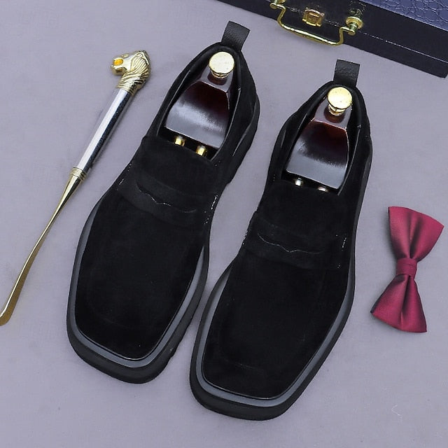 Loafers Cowhide Men's Suede -Classic Business Leather