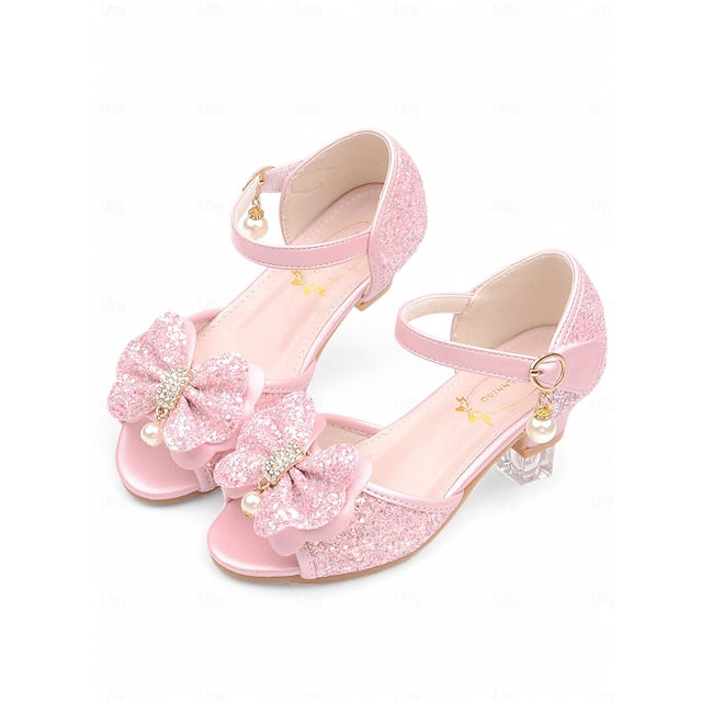Glitter with Pearl Sandals Purple Bow Girls' Accent