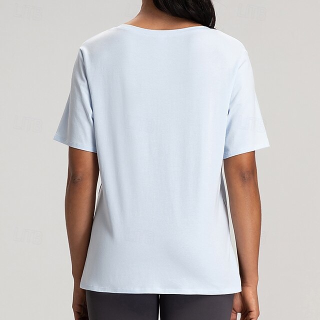 Women's Yoga T-shirt Workout Tops Breathable Loose Short
