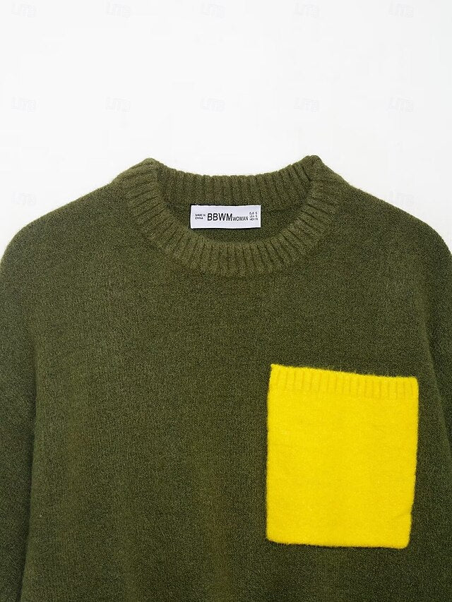 Women's Knit Tee Tee Top Pocket Fuzzy Side Split Solid