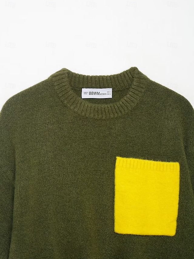 Women's Knit Tee Tee Top Pocket Fuzzy Side Split Solid