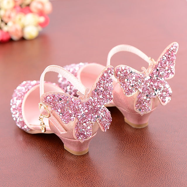 Glitter Butterfly Princess Pink Shoes Sparkly – Girls'