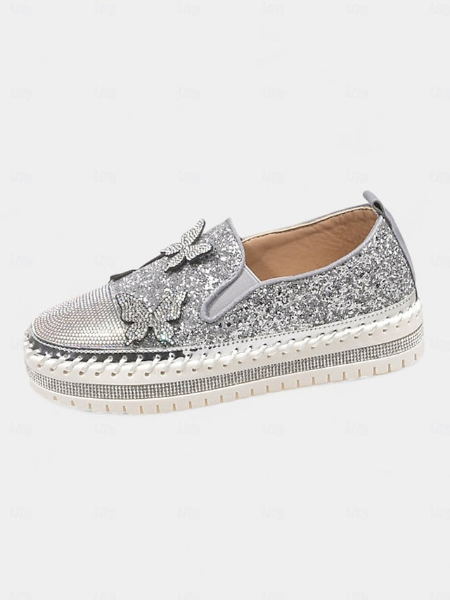 Platform Sneakers Slip-On Women's Purple with Glitter