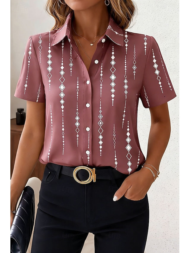Women's Shirt Short Sleeve Graphic Geometric Vintage