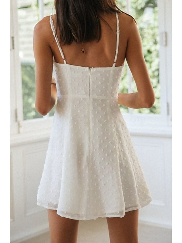 Women's Mini Dress White Dress Graduation Dress Slip Dress