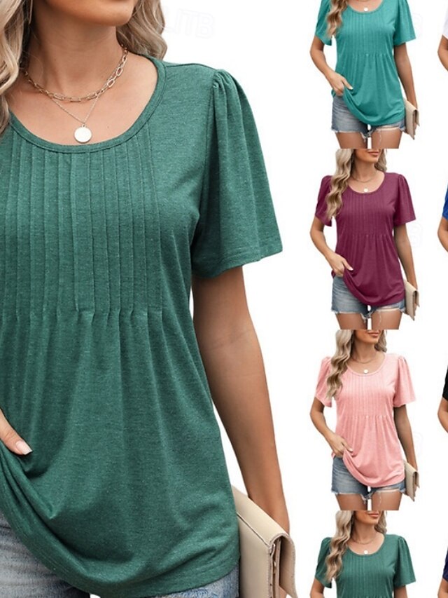 Women's T Shirt Tee Top Ruched Plain Fashion Stylish