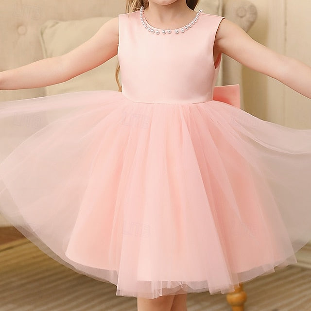 Wedding Dress Color Solid Sleeveless Party Kids Girls'