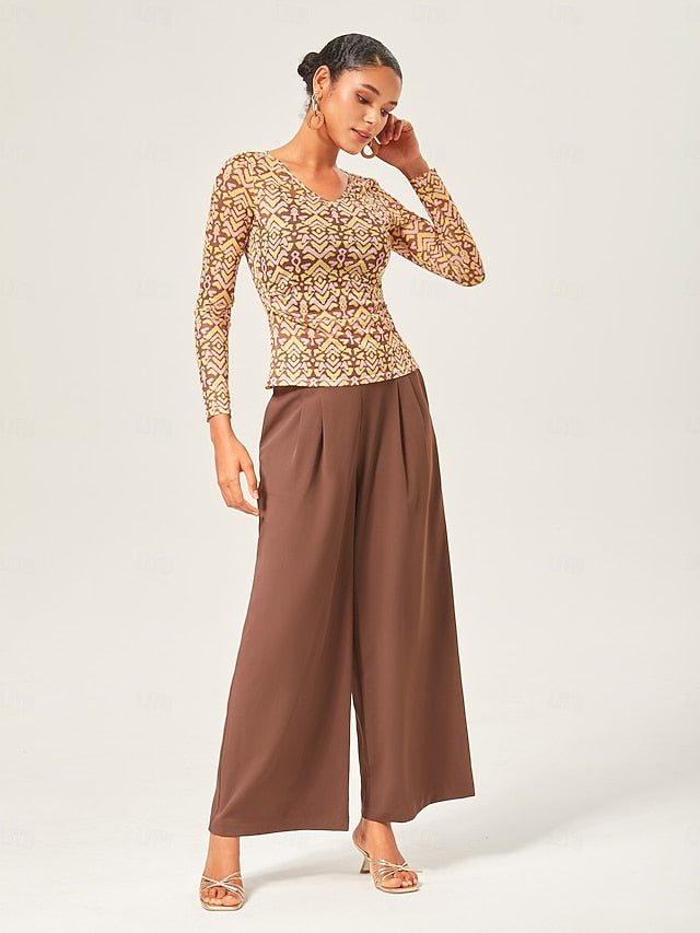 Mocha Brown Slimming Straight-Leg Pants