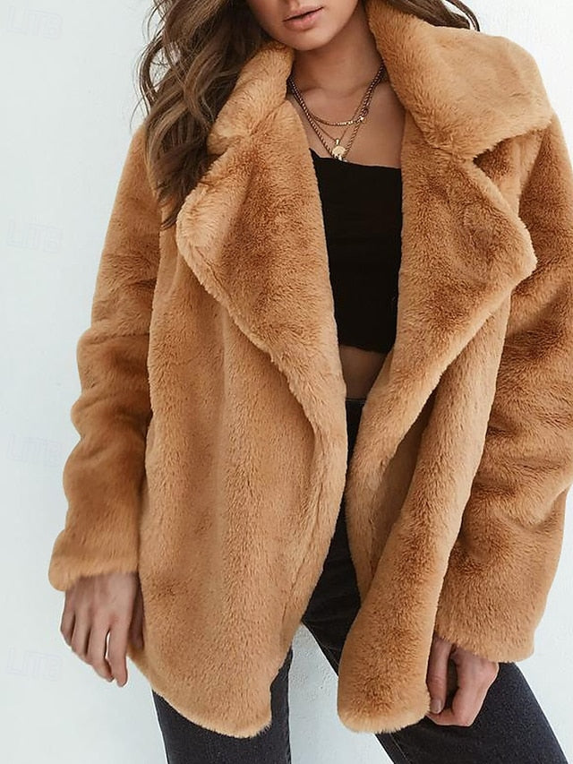 Coat Women's Teddy Faux Furs Fur Warm Comfortable