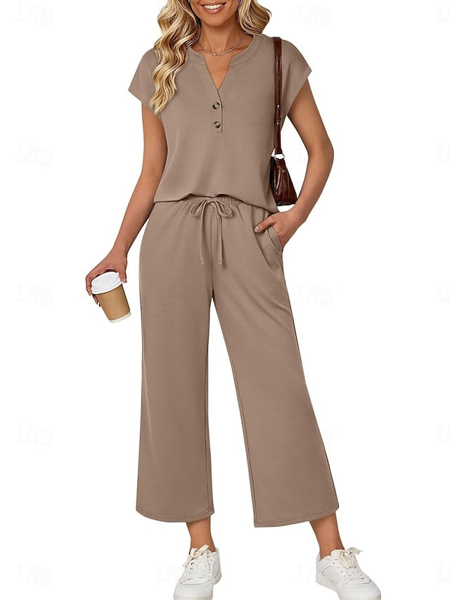 Women's Pants Sets Bolero Top Short Sleeve Crew Neck Solid