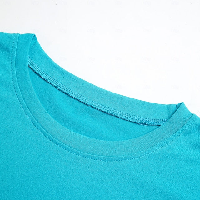 Women's Clothing Basic Oversized Round Neck T-shirts Plain