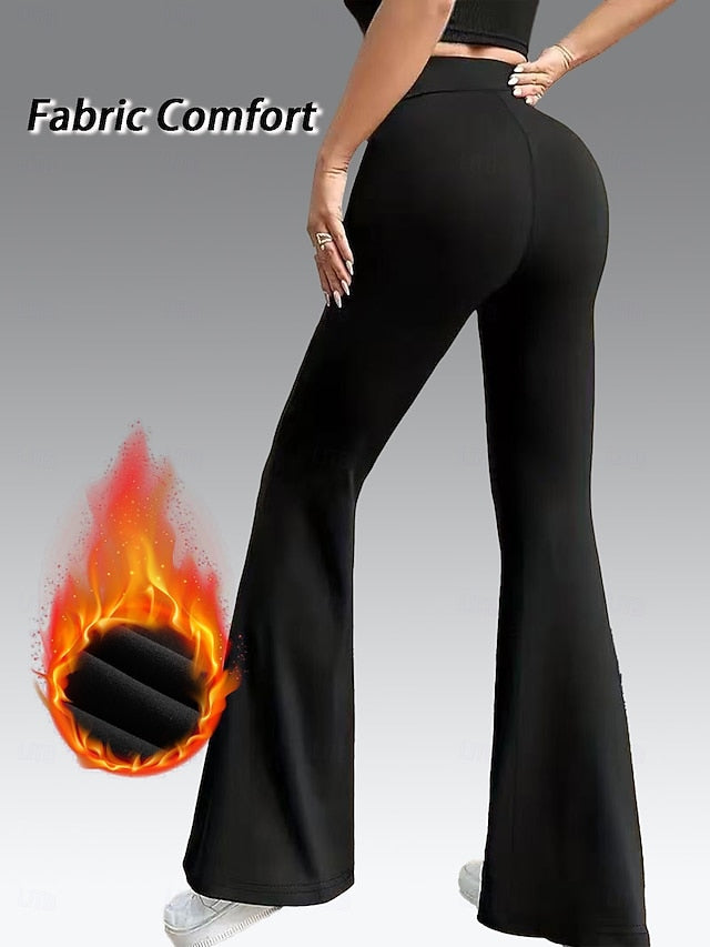 High waisted and hip lifting flared pants with plush insulation