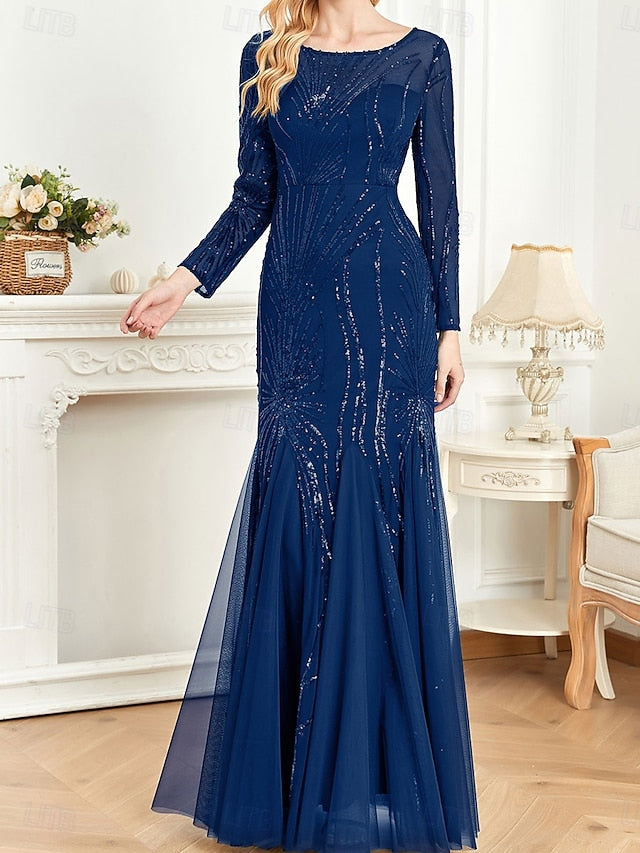 Crew of the Neck Mother Bride Floor Elegant Dress Party