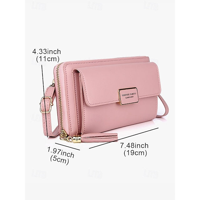 Sac à bandoulière en cuir PU pour femme, porte-téléphone portable