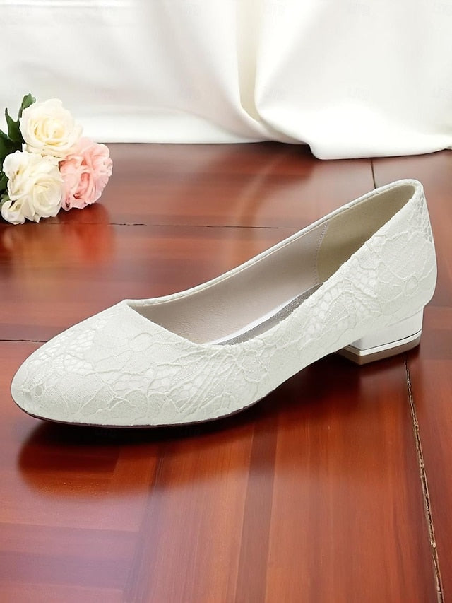 Heel Women's Lace Ivory Wedding Flats Low