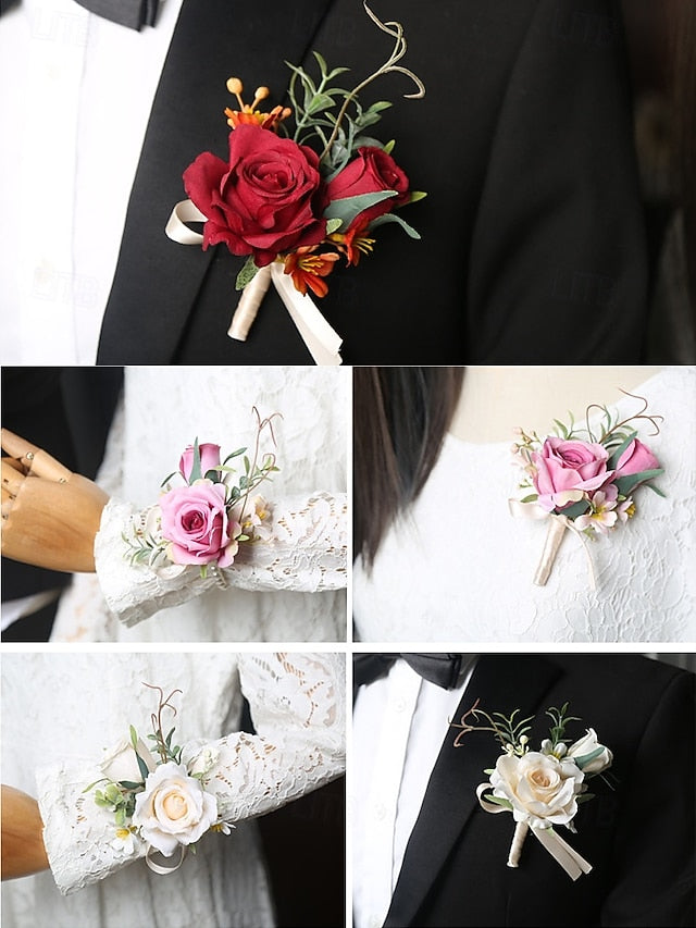 Elegant – Wedding and Wrist Artificial Corsage Boutonniere