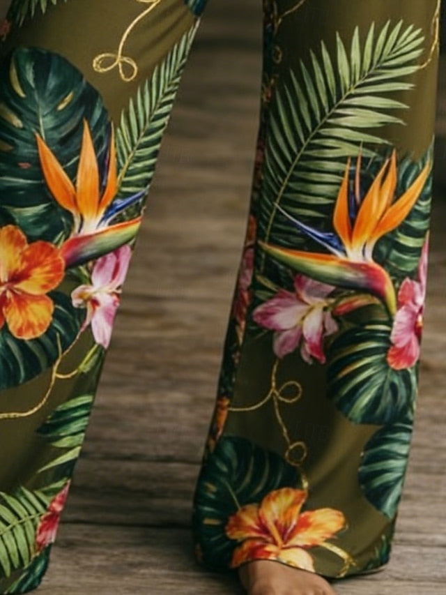 Women's Wide Leg Chinos Pants Trousers Fashion Basic Boho