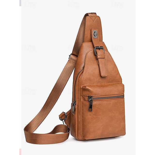 Sac bandoulière en similicuir marron pour femme