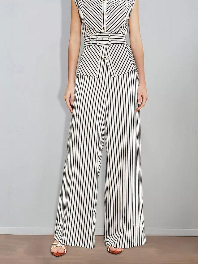 Piece of Two Striped Mother Bride Print Pantsuit the